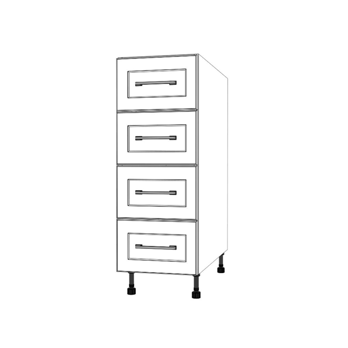12" Wide Drawer Cabinet - (White Cabinet Boxes - Painted Doors)