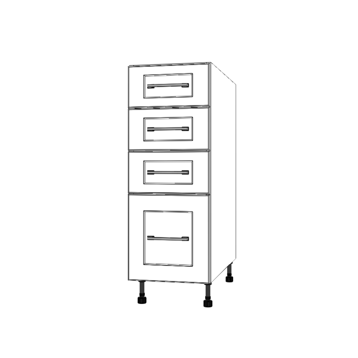 12" Wide Drawer Cabinet - (White Cabinet Boxes - Painted Doors)