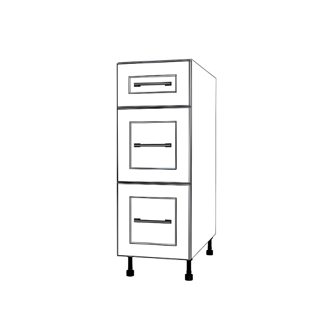 12" Wide Drawer Cabinet - (White Cabinet Boxes - Painted Doors)