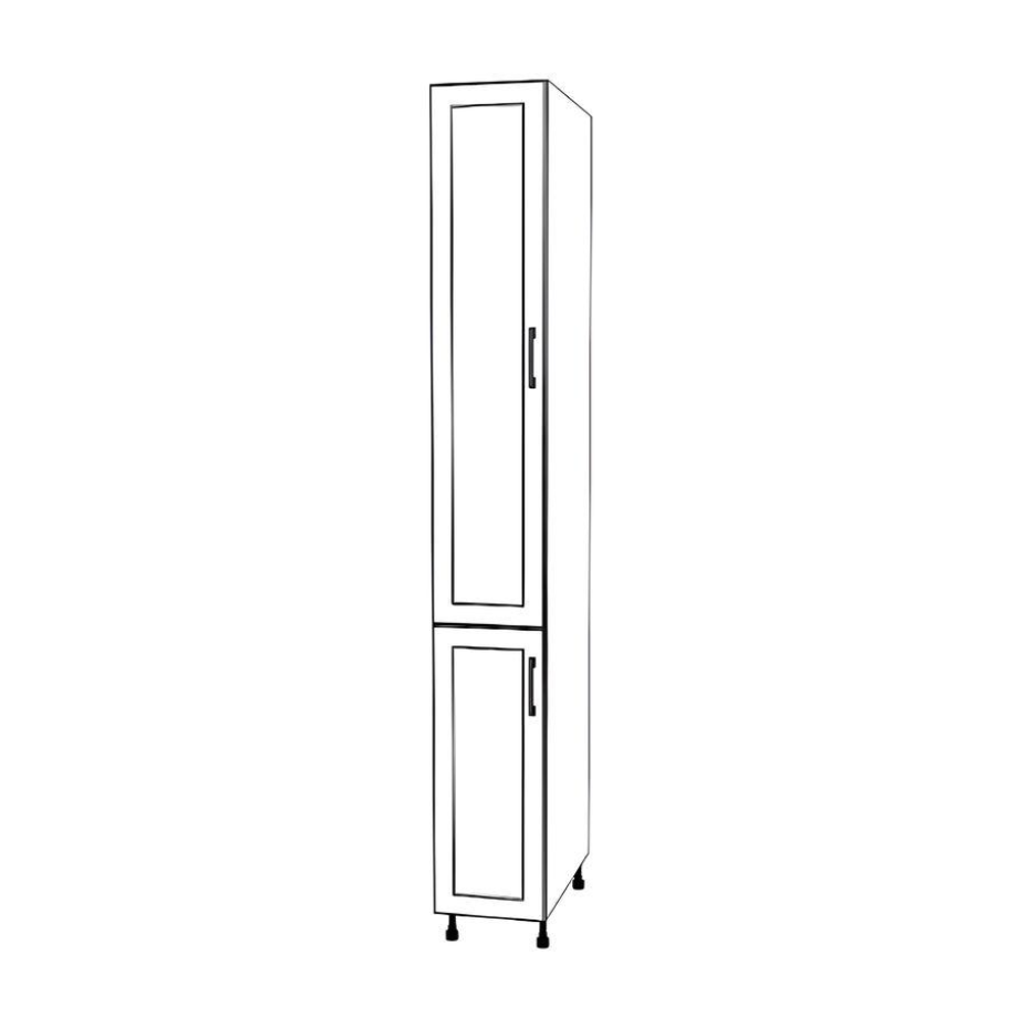 12" Wide Tall Pantry Cabinet - (White Cabinet Boxes - Thermofoil Doors) 24 D
