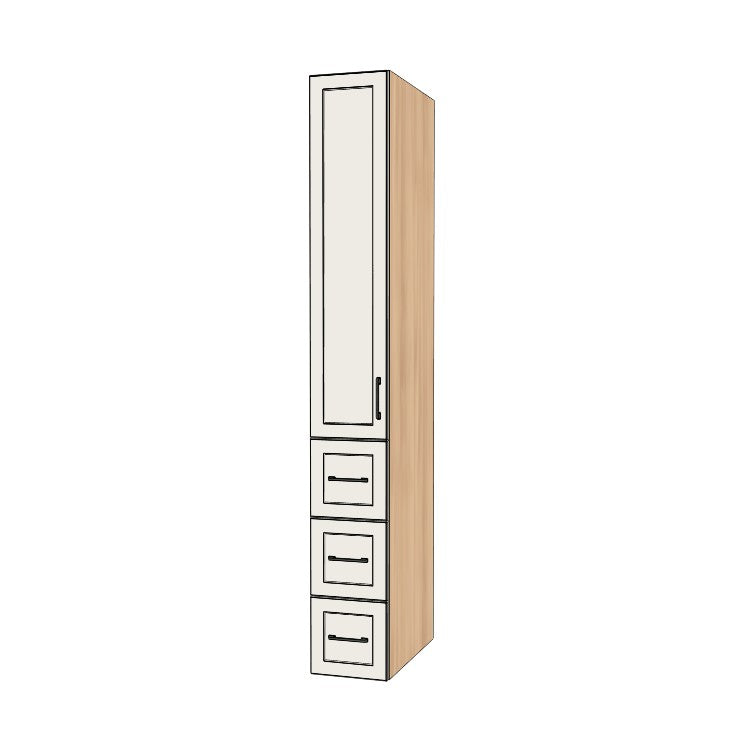 12" Wide Tall Pantry Cabinet with Drawer - (Ply Wood Boxes - Painted Doors) 24 D