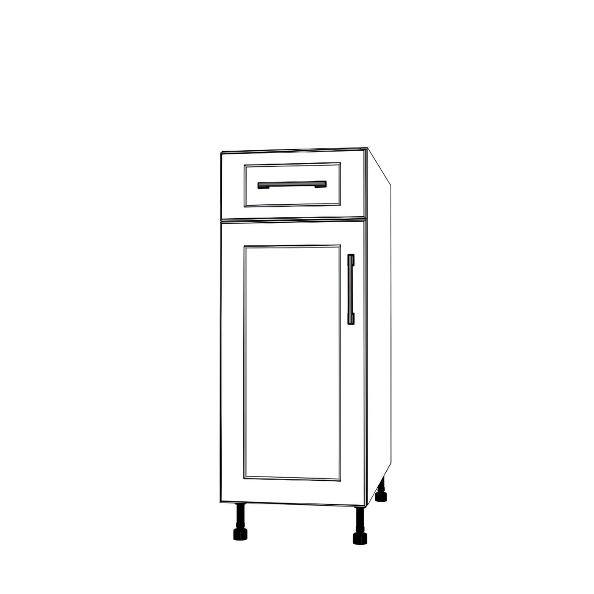 13" Wide Base Cabinet With Drawer On Top - (White Cabinet Boxes - Painted Doors)
