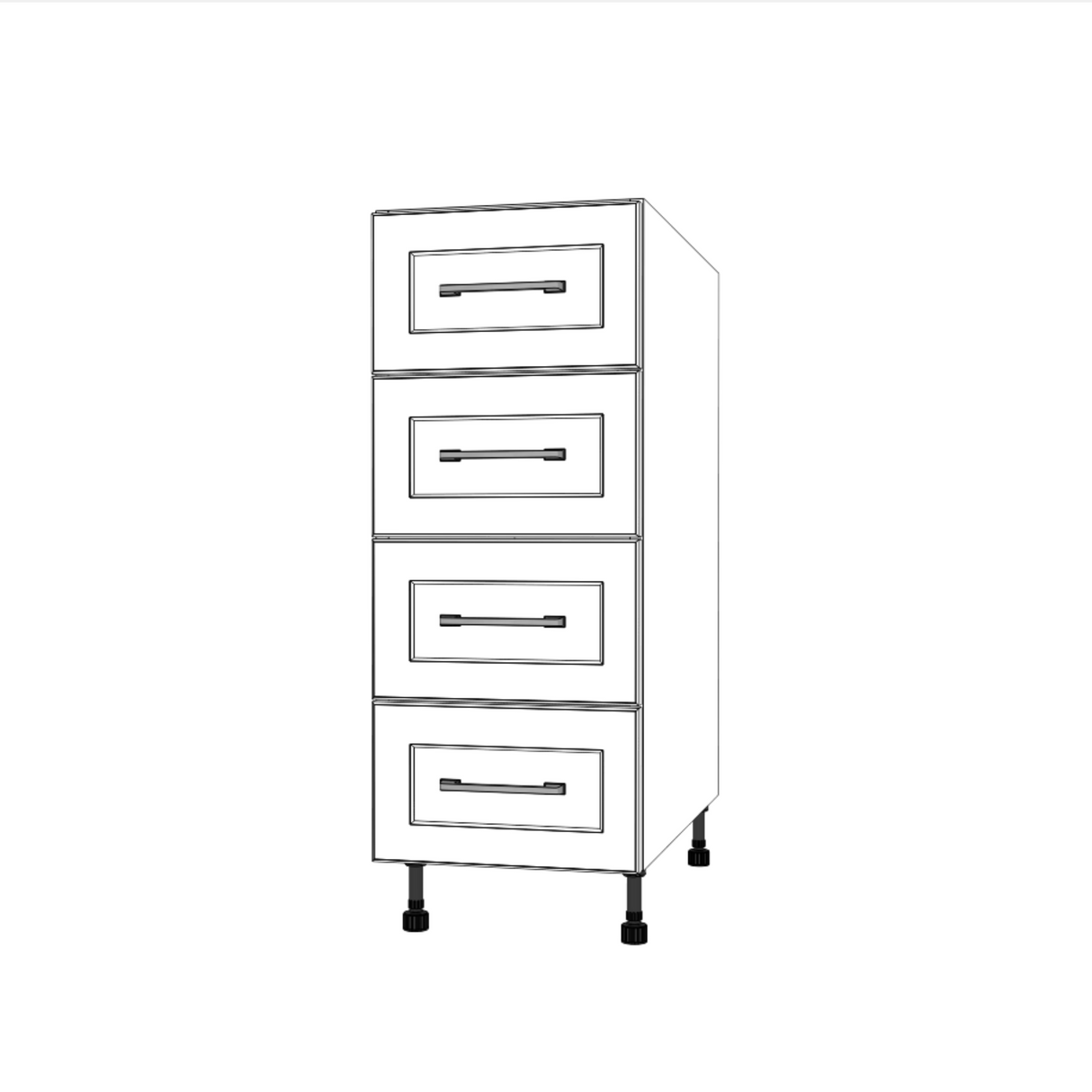 13" Wide Drawer Cabinet - (White Cabinet Boxes - Painted Doors)
