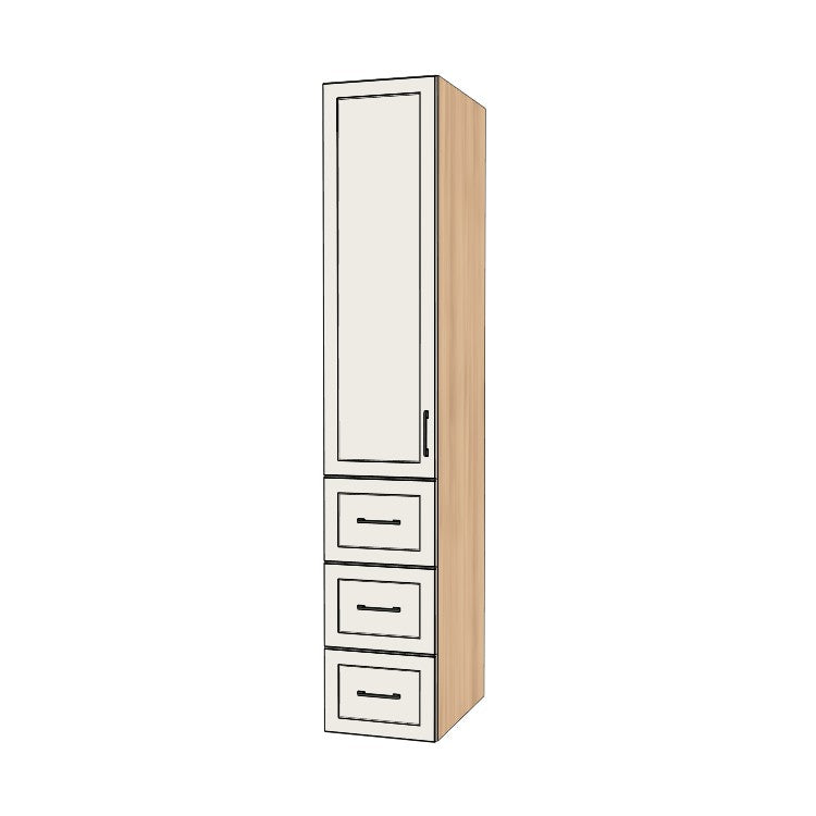 16" Wide Tall Pantry Cabinet with Drawer - (Ply Wood Boxes - Painted Doors) 24 D