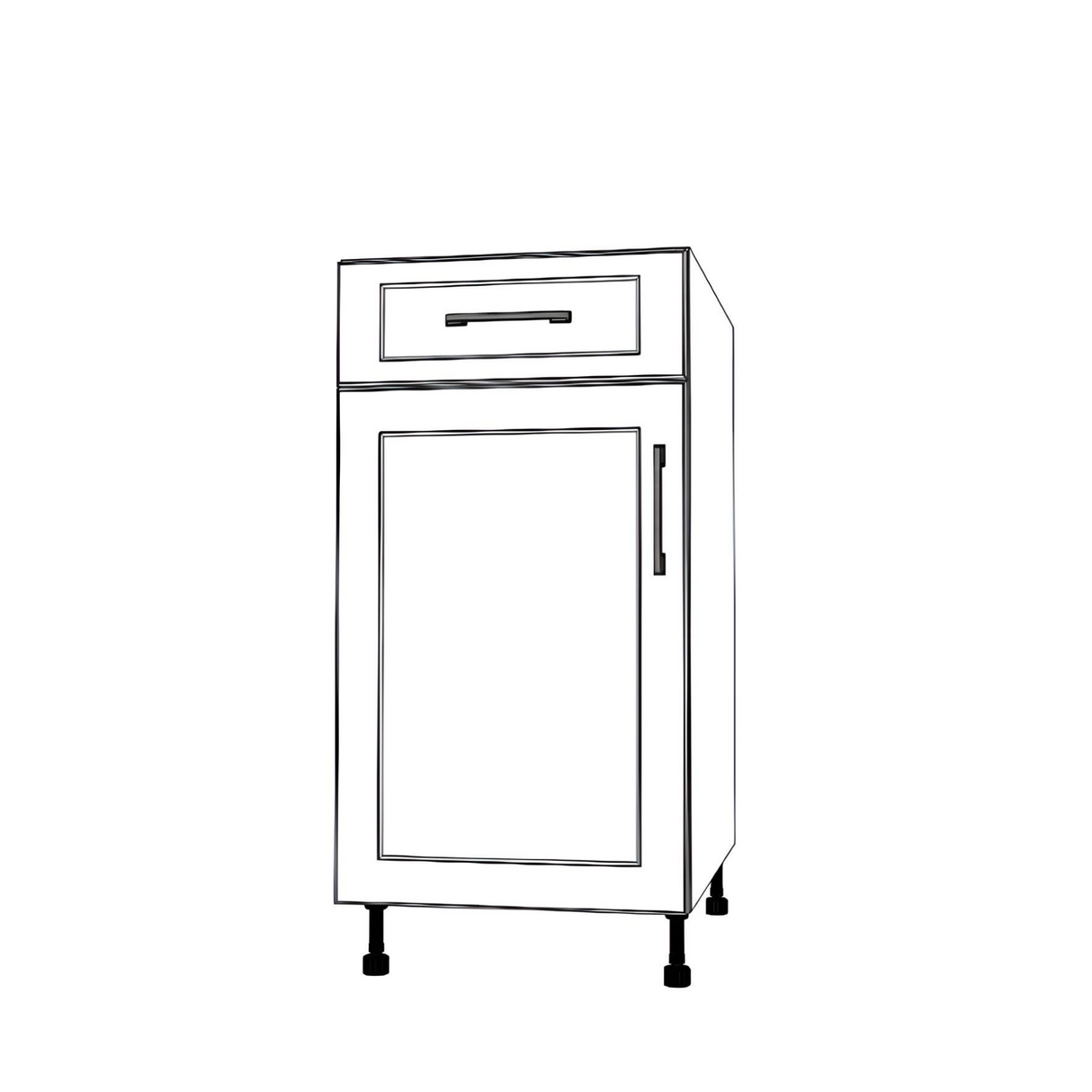 17" Wide Base Cabinet With Drawer On Top - (White Cabinet Boxes - Thermofoil Doors)