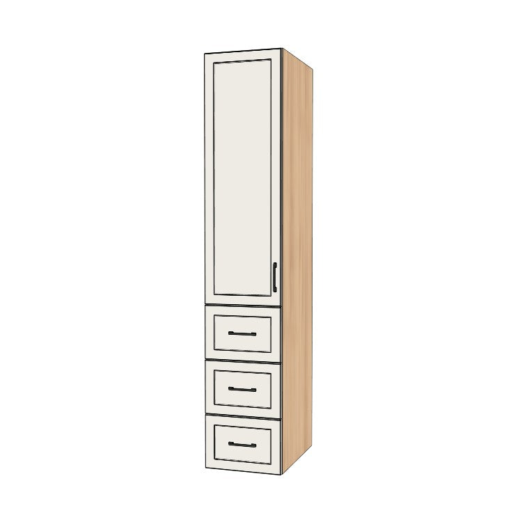 17" Wide Tall Pantry Cabinet with Drawer - (Ply Wood Boxes - Painted Doors) 24 D