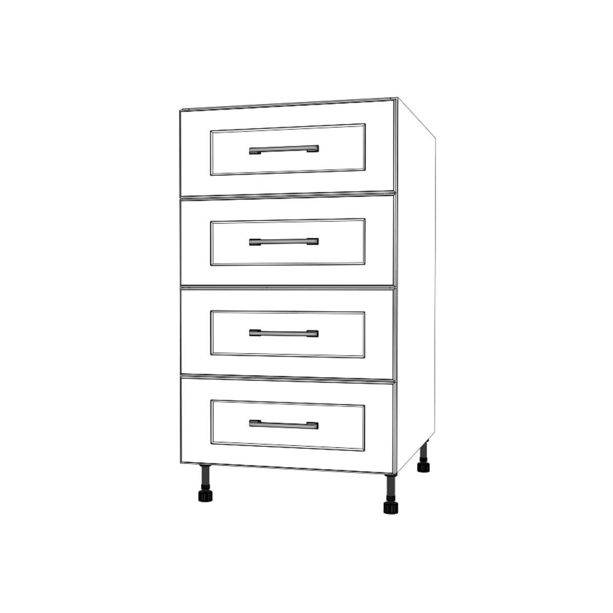 19" Wide Drawer Cabinet - (White Cabinet Boxes - Painted Doors)