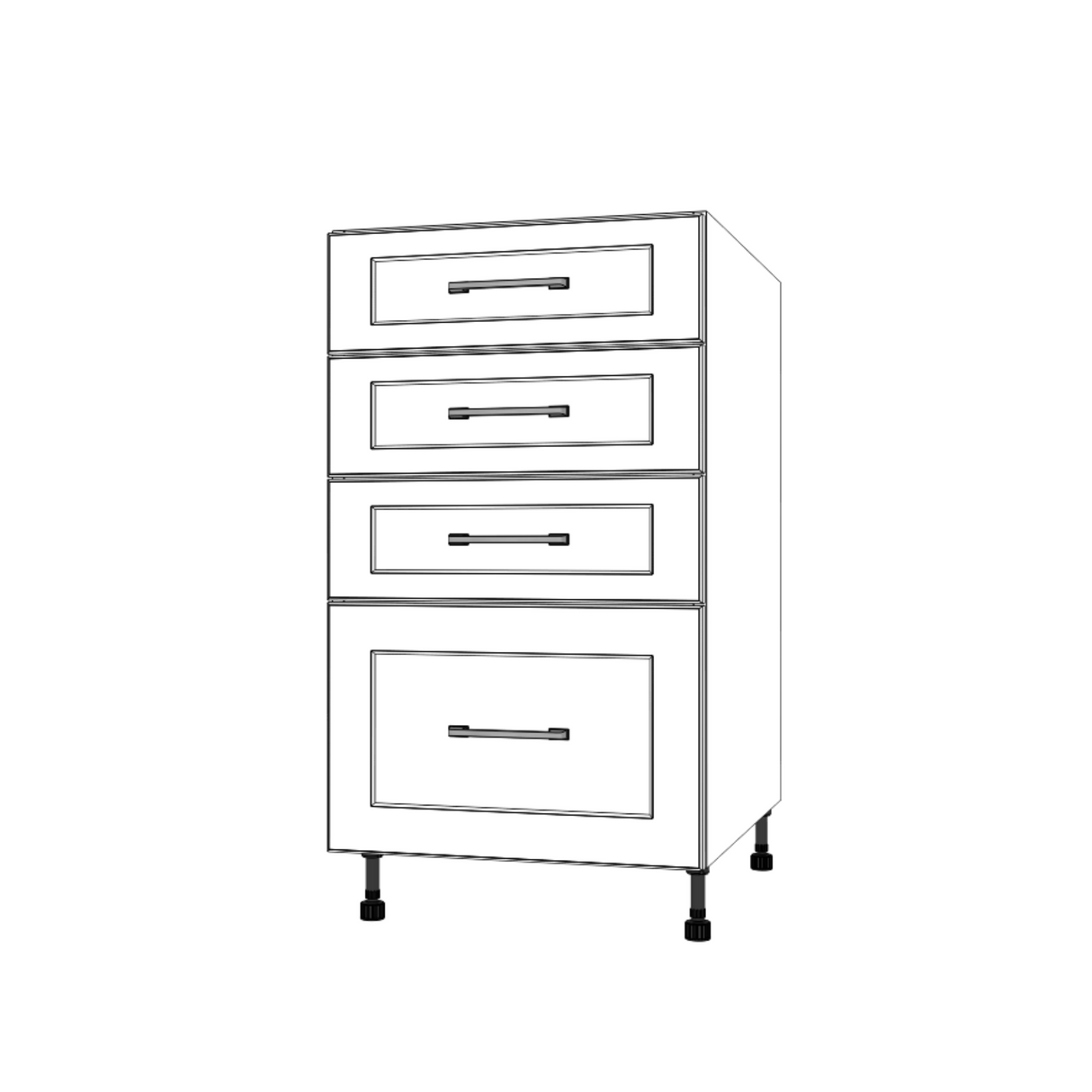 19" Wide Drawer Cabinet - (White Cabinet Boxes - Painted Doors)