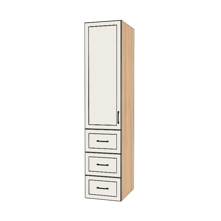 19" Wide Tall Pantry Cabinet with Drawer - (Ply Wood Boxes - Painted Doors) 24 D