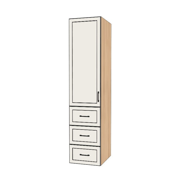 20" Wide Tall Pantry Cabinet with Drawer - (Ply Wood Boxes - Painted Doors) 24 D