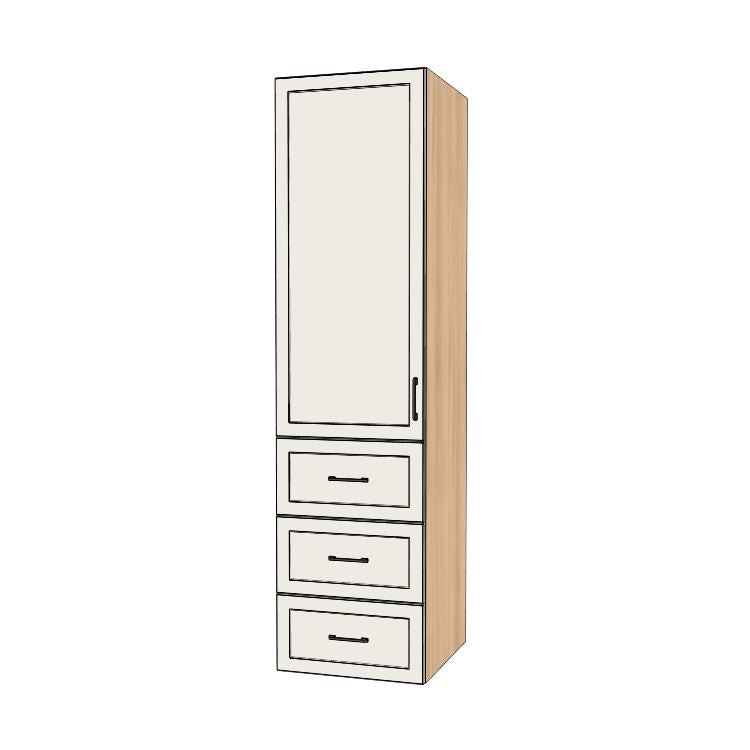 23" Wide Tall Pantry Cabinet with Drawer - (Ply Wood Boxes - Painted Doors) 24 D