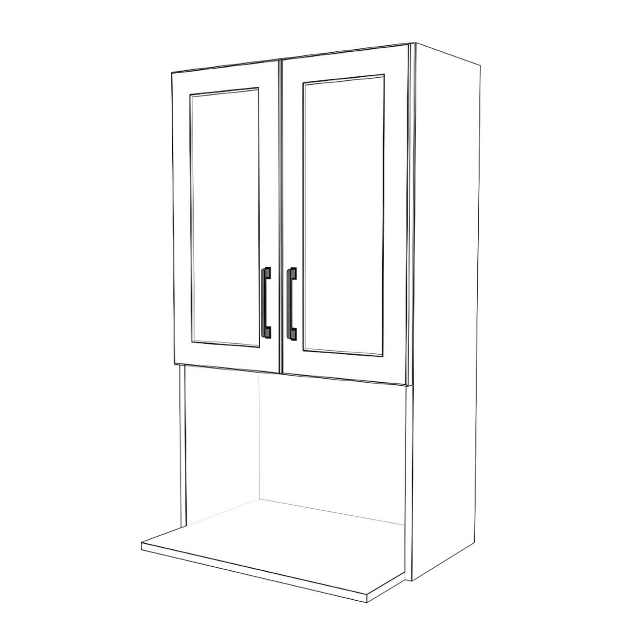 24" Wide x 42" High Microwave Cabinet - (White Cabinet Boxes - Painted Doors)