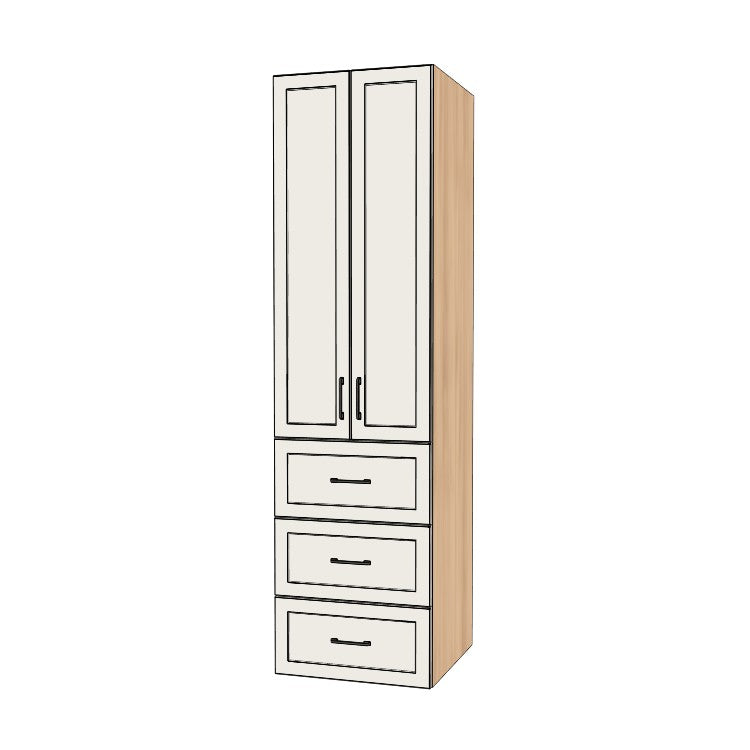 24" Wide Tall Pantry Cabinet with Drawer - (Ply Wood Boxes - Painted Doors) 24 D