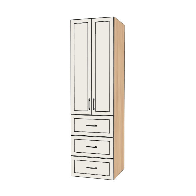 25" Wide Tall Pantry Cabinet with Drawer - (Ply Wood Boxes - Painted Doors) 24 D