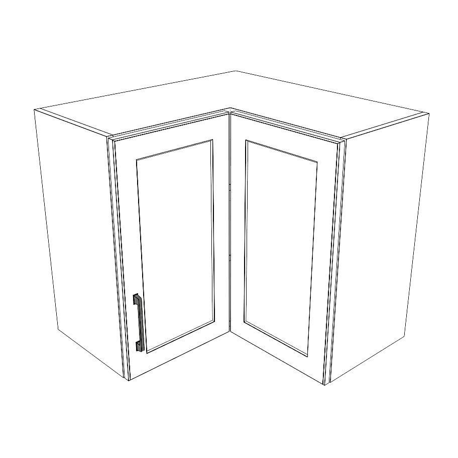 26x26" Wide x 24" High Corner Wall Cabinet - (White Cabinet Boxes - Thermofoil Doors)