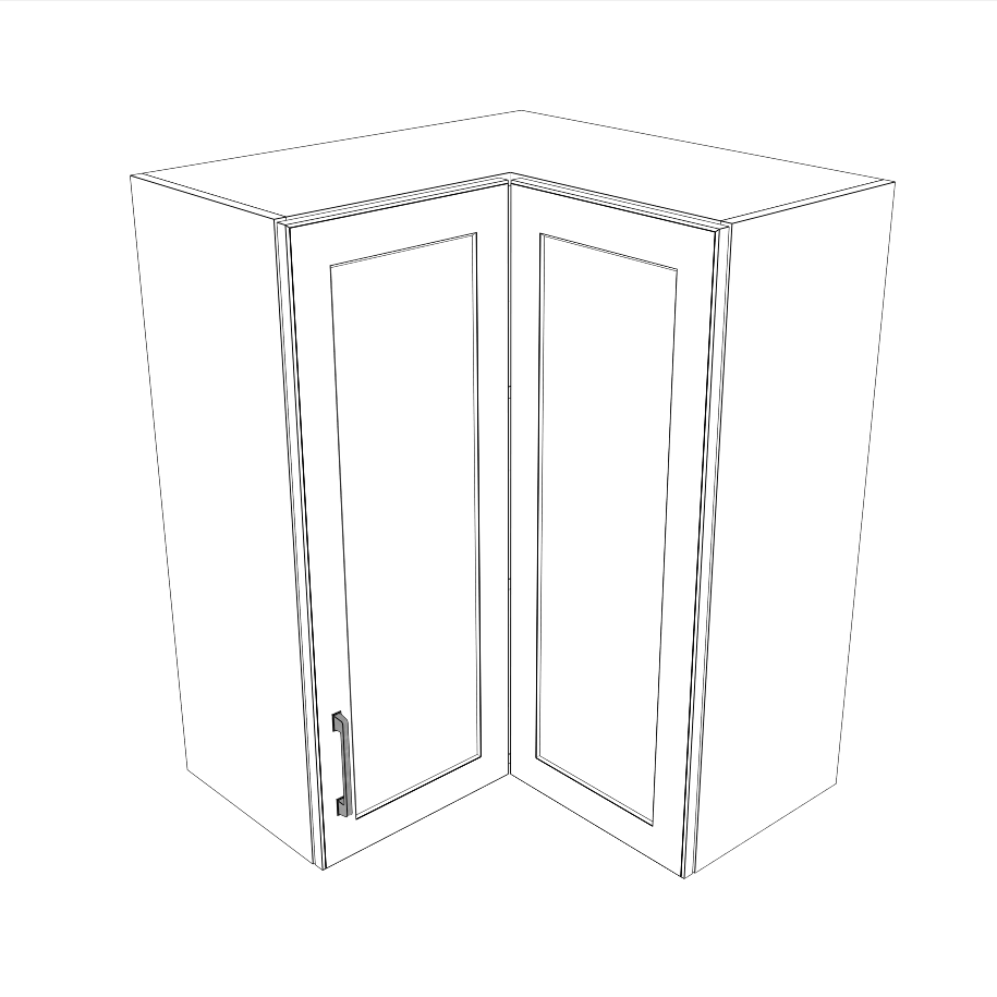 26x26" Wide x 34" High Corner Wall Cabinet - (White Cabinet Boxes - Thermofoil Doors)