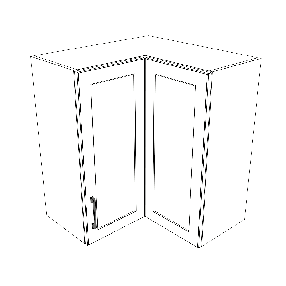 26x26" Wide x 30" High Corner Wall Cabinet - (White Cabinet Boxes - Thermofoil Doors)