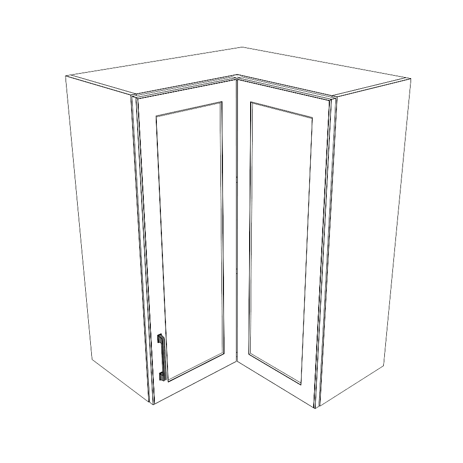 26x26" Wide x 36" High Corner Wall Cabinet - (White Cabinet Boxes - Thermofoil Doors)