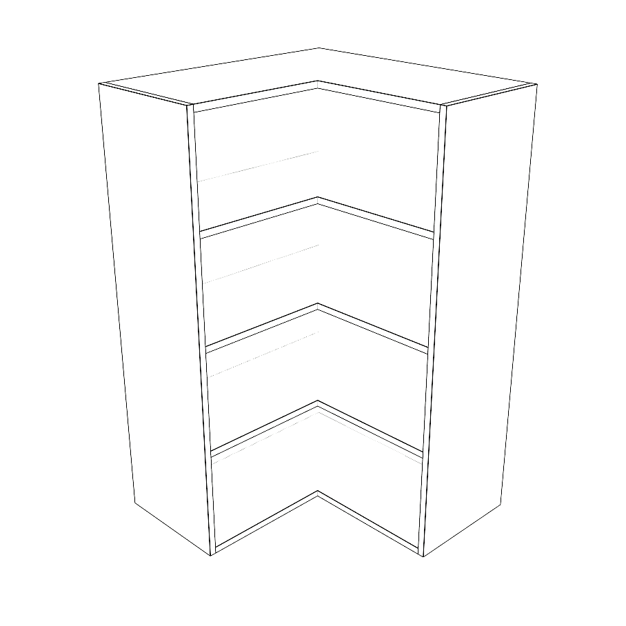 26x26" Wide x 42" High Corner Wall Cabinet - (White Cabinet Boxes - Thermofoil Doors)