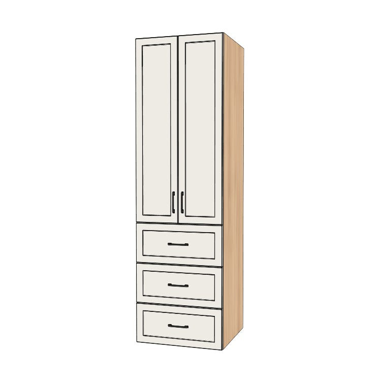 26" Wide Tall Pantry Cabinet with Drawer - (Ply Wood Boxes - Painted Doors) 24 D