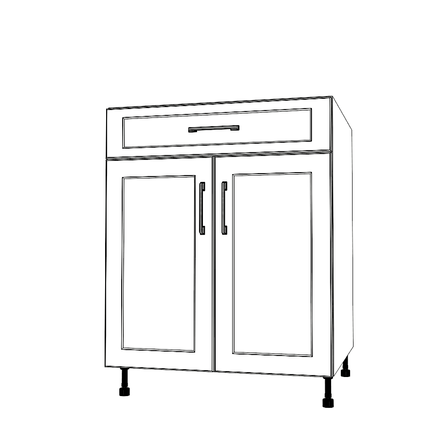 27" Wide Base Cabinet With Drawer On Top - (White Cabinet Boxes - Thermofoil Doors)