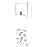 27" Wide Built In - 80-96 High - 34" 3 Drawer Max - 24 Deep - (White Cabinet Boxes - Thermofoil Doors)