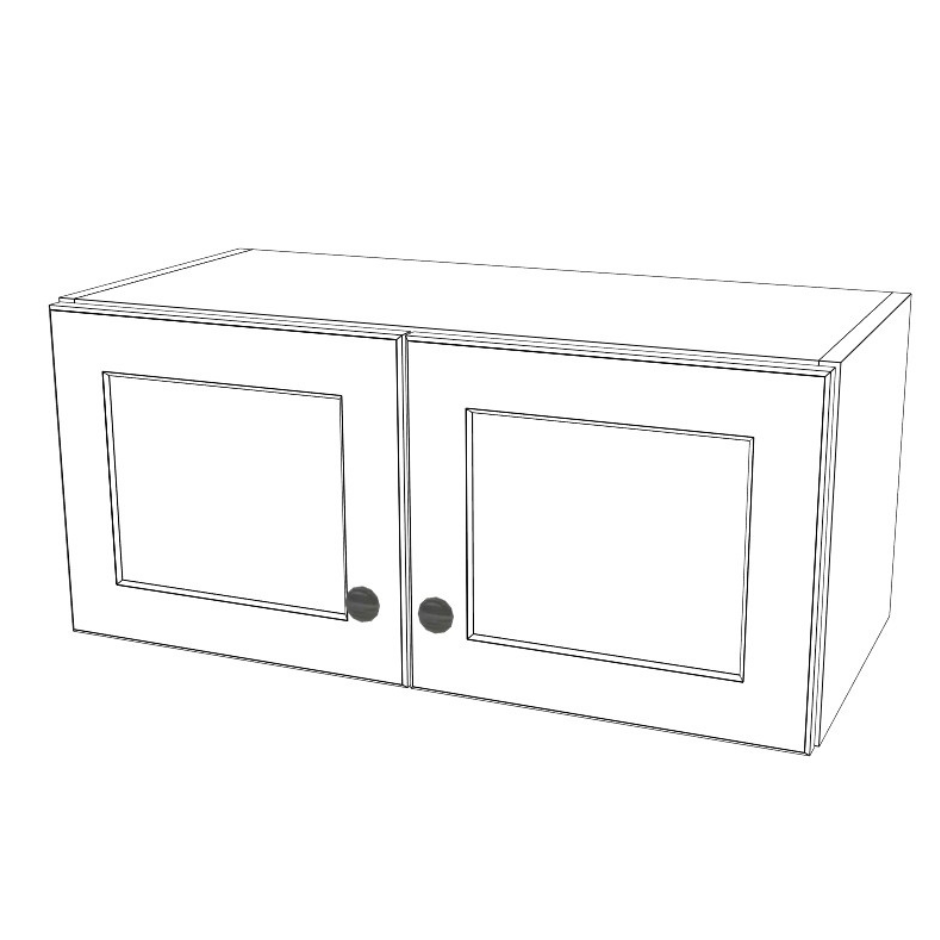 27" Wide x 12" High Wall Cabinet - (White Melamine Cabinet Boxes - Painted Doors)
