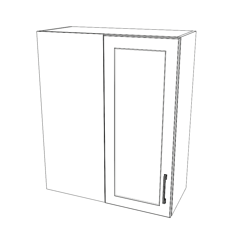 28" Wide 34" High Blind Corner Wall Cabinet - Door on Right/Left Side - (White Cabinet Boxes - Thermofoil Doors)
