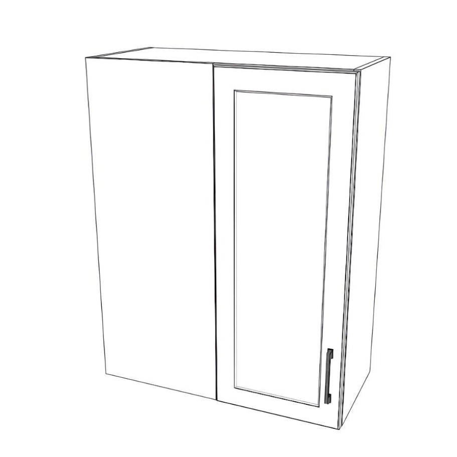 28" Wide 36" High Blind Corner Wall Cabinet - Door on Right/Left Side - (White Cabinet Boxes - Thermofoil Doors)