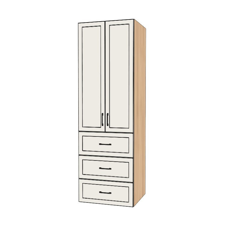 28" Wide Tall Pantry Cabinet with Drawer - (Ply Wood Boxes - Painted Doors) 24 D