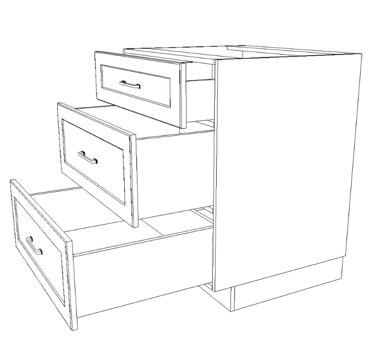 29" Wide Drawer Cabinet - (White Cabinet Boxes - Painted Doors)