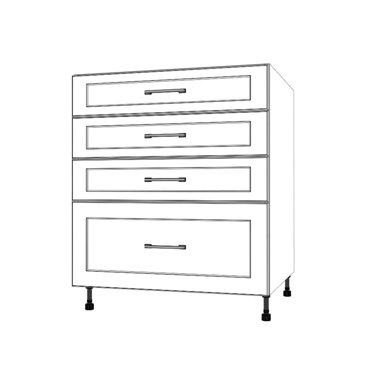 29" Wide Drawer Cabinet - (White Cabinet Boxes - Painted Doors)