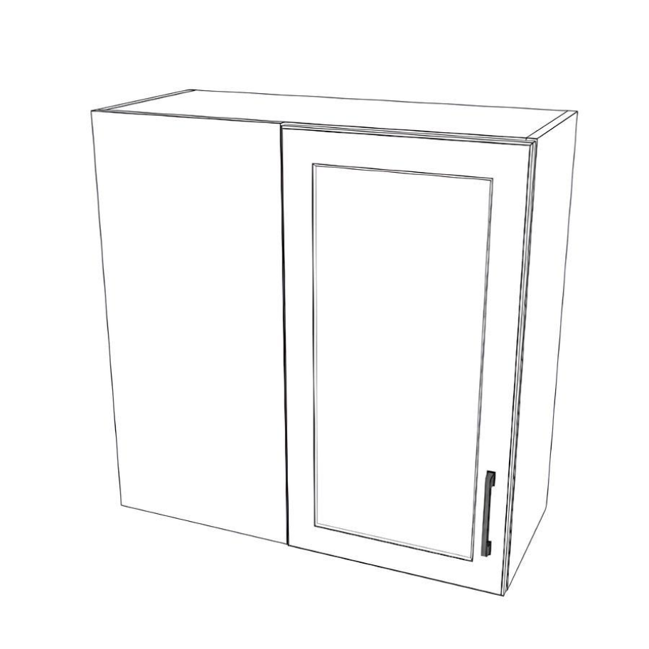 30" Wide 30" High Blind Corner Wall Cabinet - Door on Right/Left Side - (White Cabinet Boxes - Thermofoil Doors)
