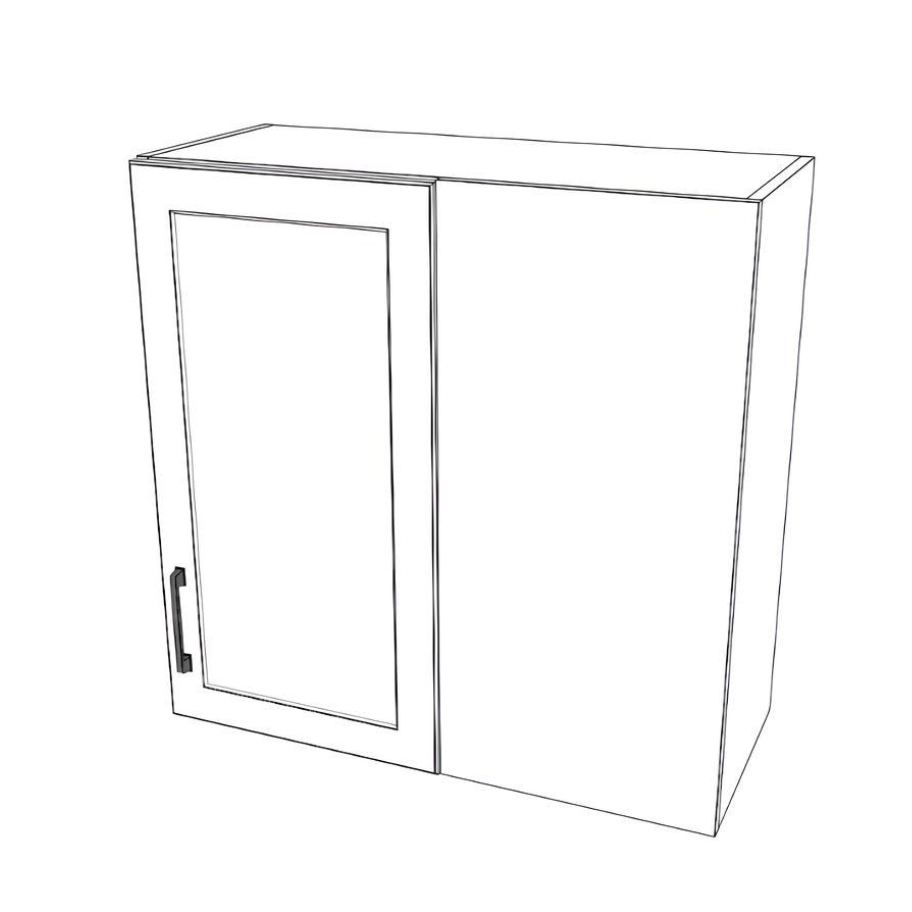 30" Wide 30" High Blind Corner Wall Cabinet - Door on Right/Left Side - (White Cabinet Boxes - Painted Doors)