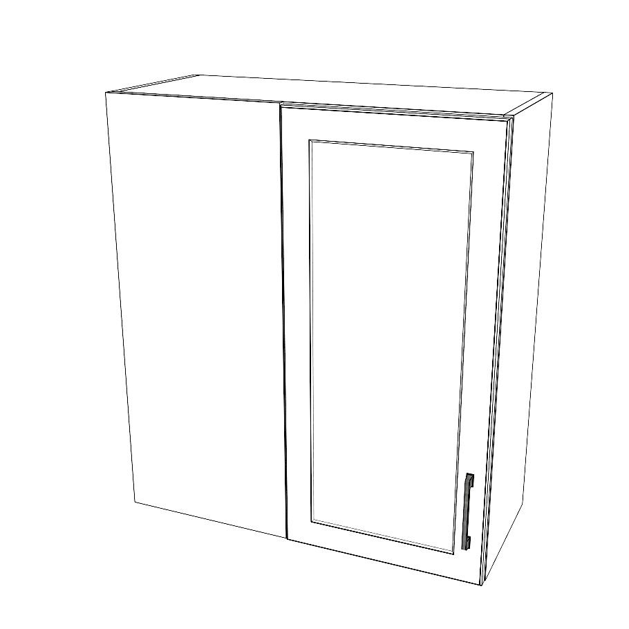 30" Wide 34" High Blind Corner Wall Cabinet - Door on Right/Left Side - (White Cabinet Boxes - Thermofoil Doors)
