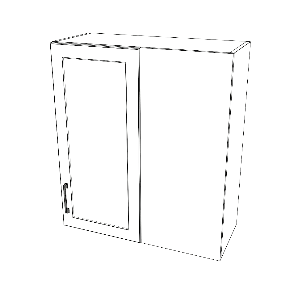 30" Wide 34" High Blind Corner Wall Cabinet - Door on Right/Left Side - (White Cabinet Boxes - Painted Doors)