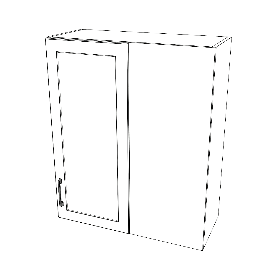 30" Wide 36" High Blind Corner Wall Cabinet - Door on Right/Left Side - (White Cabinet Boxes - Painted Doors)