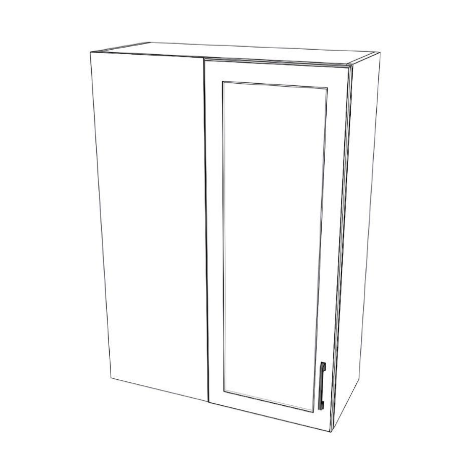 30" Wide 42" High Blind Corner Wall Cabinet - Door on Right/Left Side - (White Cabinet Boxes - Thermofoil Doors)