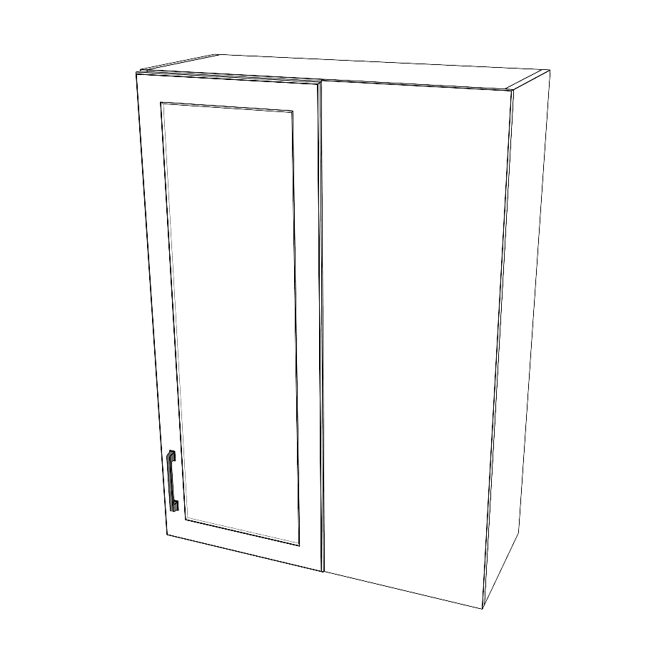 30" Wide 42" High Blind Corner Wall Cabinet - Door on Right/Left Side - (White Cabinet Boxes - Painted Doors)