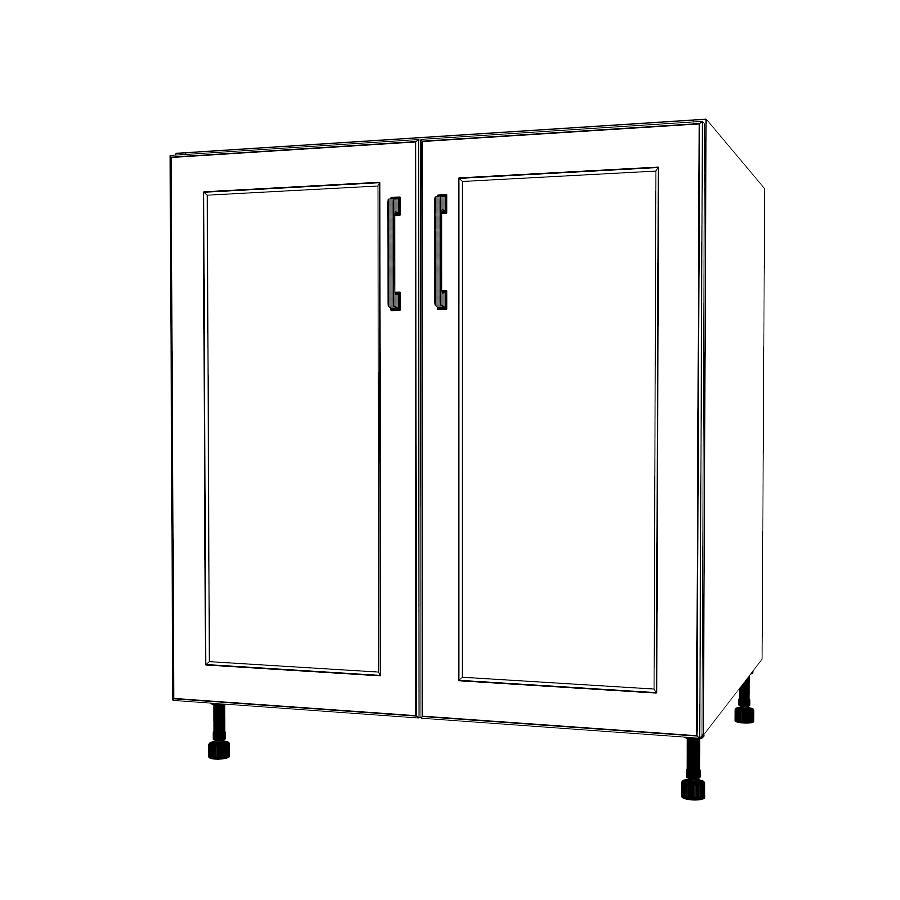 30" Wide Base Cabinet - Sink Cabinet - No Back - (White Cabinet Boxes - Thermofoil Doors)