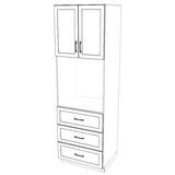 30" Wide Built In - 80-96 High - 34" 3 Drawer Max - 24 Deep - (White Cabinet Boxes - Thermofoil Doors)