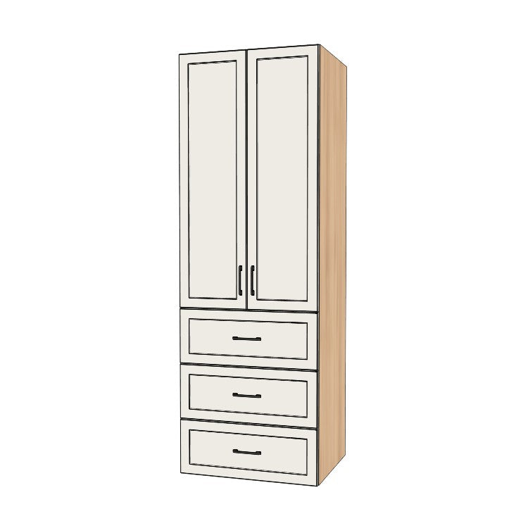30" Wide Tall Pantry Cabinet with Drawer - (Ply Wood Boxes - Painted Doors) 24 D