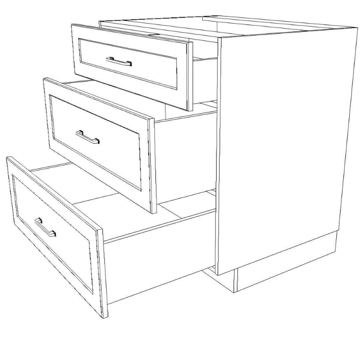 32" Wide Drawer Cabinet - (White Cabinet Boxes - Painted Doors)
