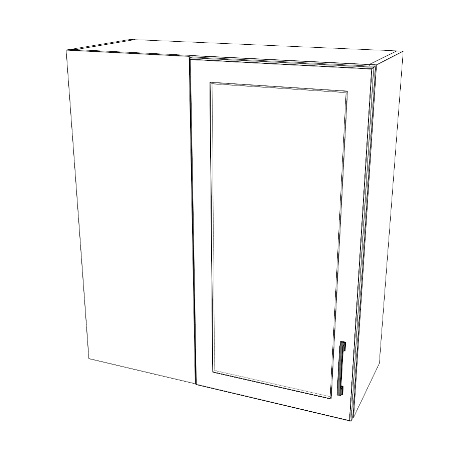 32" Wide 36" High Blind Corner Wall Cabinet - Door on Right/Left Side - (White Cabinet Boxes - Thermofoil Doors)
