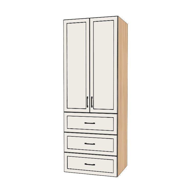 32" Wide Tall Pantry Cabinet with Drawer - (Ply Wood Boxes - Painted Doors) 24 D