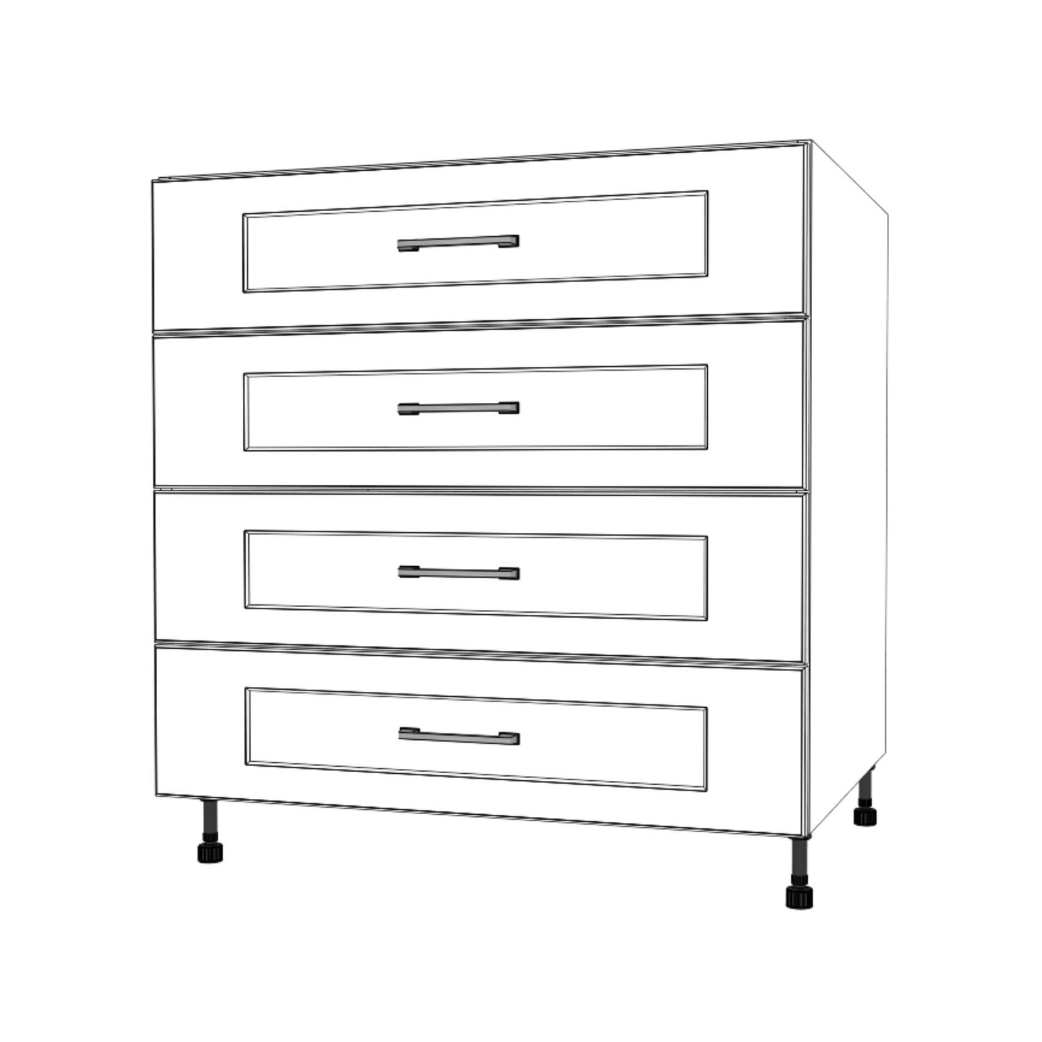 33" Wide Drawer Cabinet - (White Cabinet Boxes - Painted Doors)