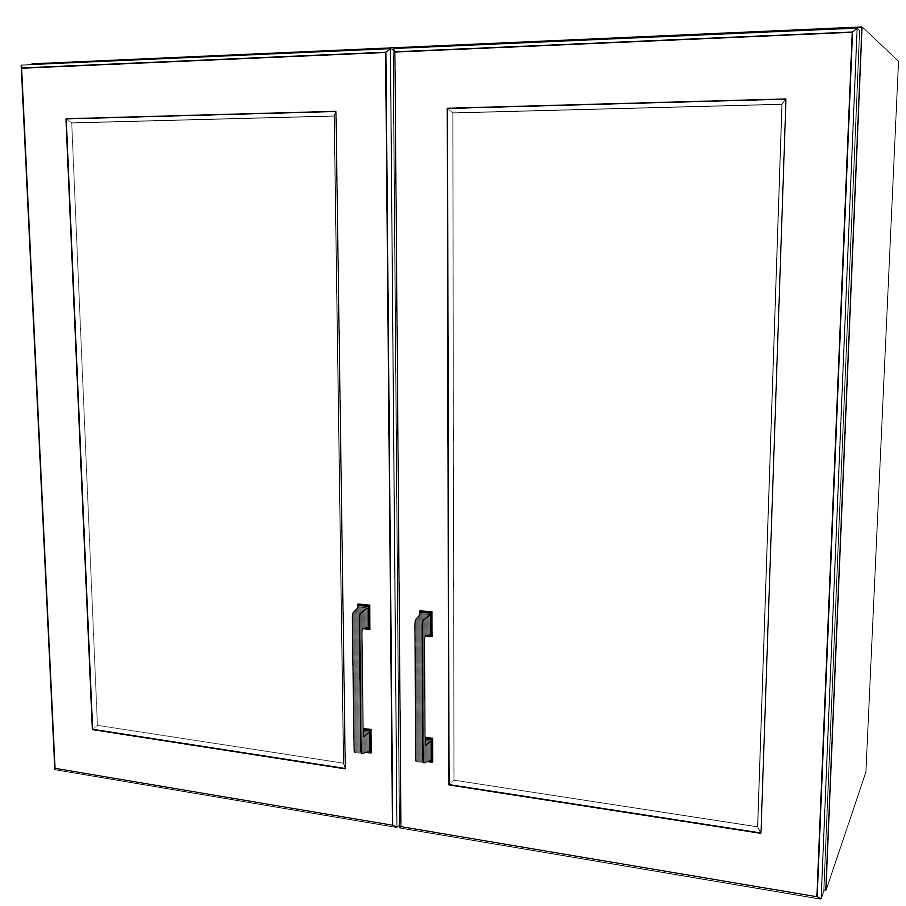 33" Wide x 30" High Wall Cabinet - (White Cabinet Boxes - Painted Doors)