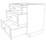 34" Wide Drawer Cabinet - (White Cabinet Boxes - Painted Doors)