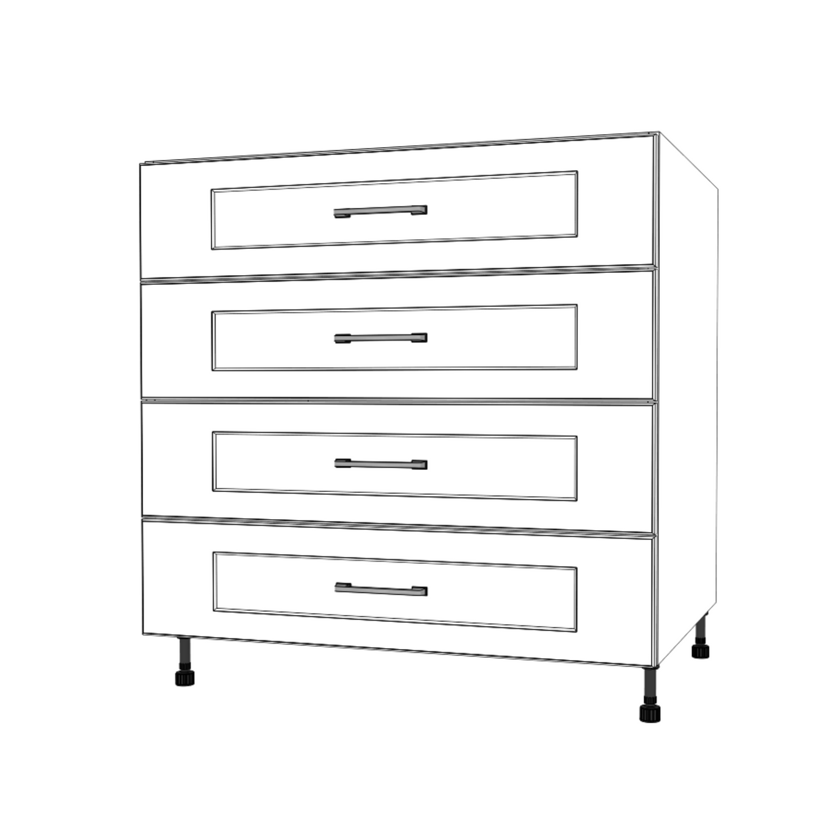 34" Wide Drawer Cabinet - (White Cabinet Boxes - Painted Doors)