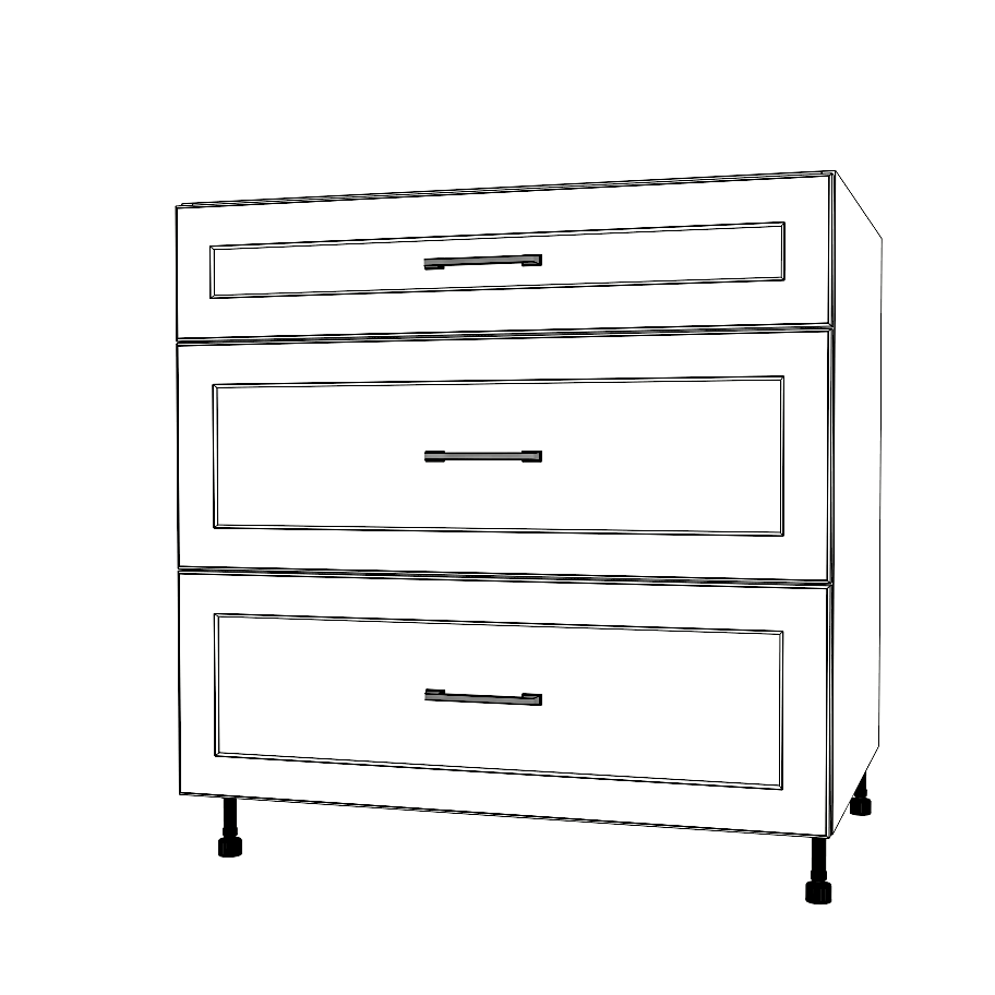 34" Wide Drawer Cabinet - (White Cabinet Boxes - Painted Doors)